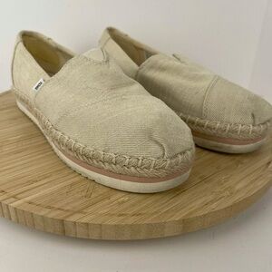 Womens TOMS 1” Platform Alpargata Flats, Natural Size 7.5
